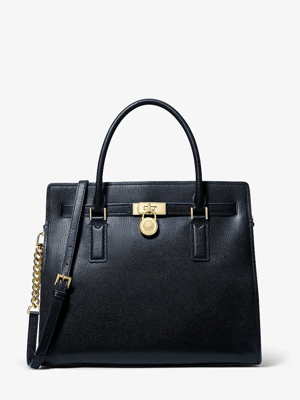 Michael Kors Hamilton Moderne Large Leather Satchel Black